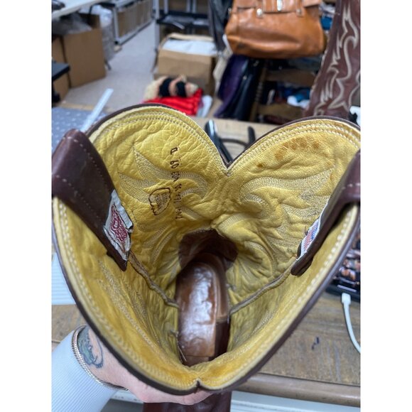 Nocona Mens Brown leather mid calf western boots sz 9D SKU 9628 - Picture 10 of 16